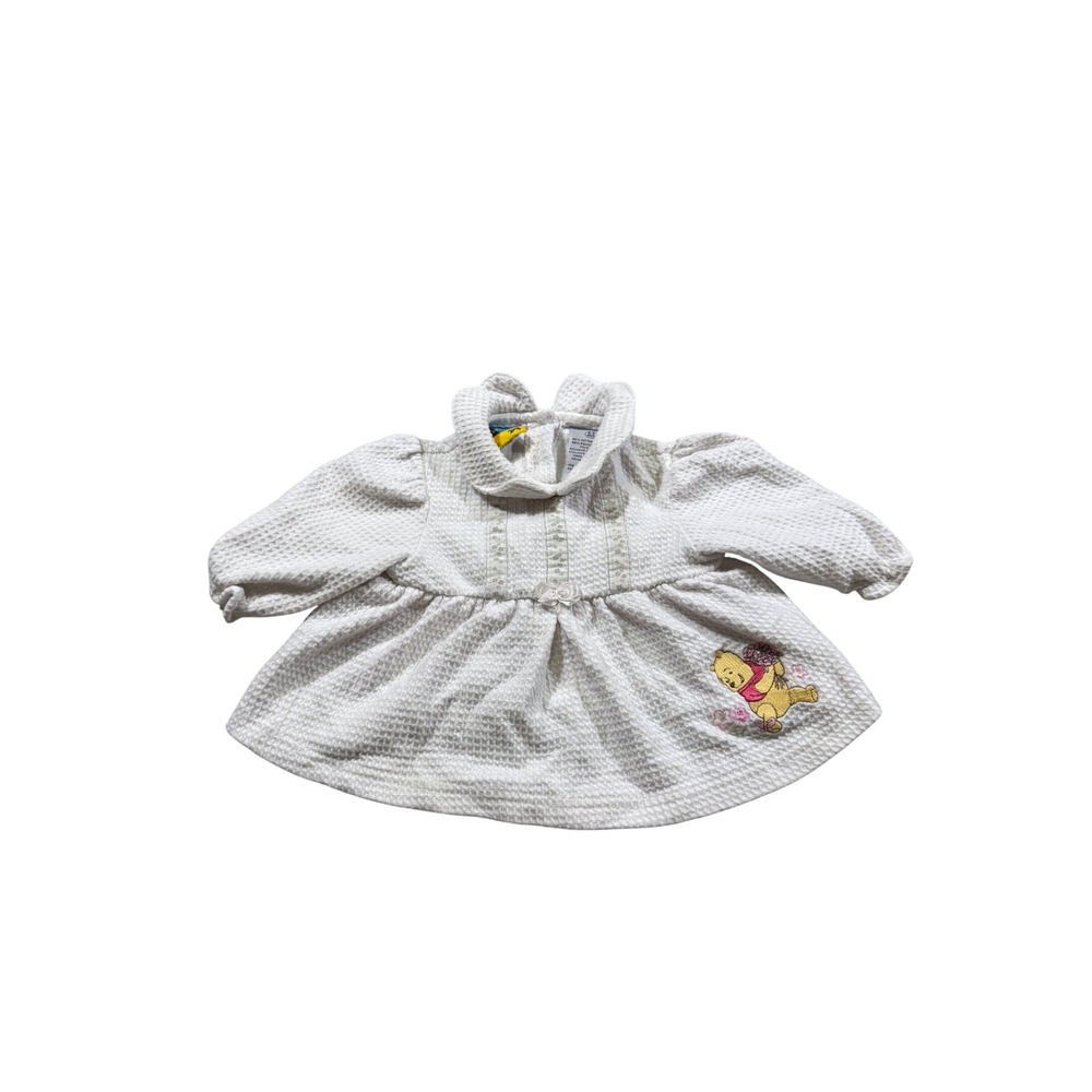 Disney Pooh Baby Dress 6-9M White Vtg Winnie the Pooh Coquette Dainty Nostalgic
